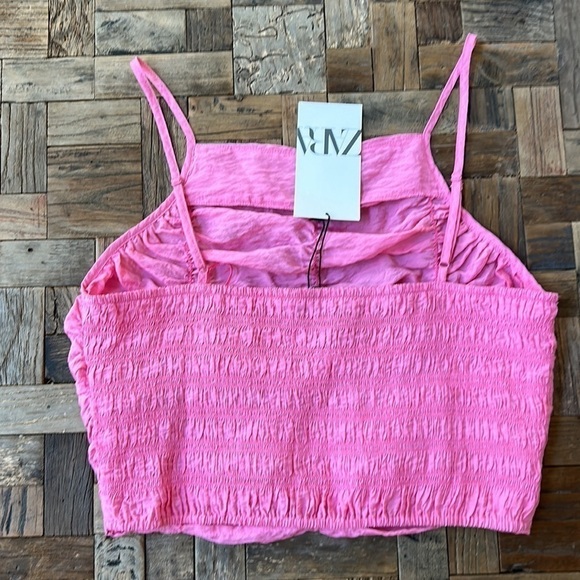 Zara Pink Draped Ruched High Neck Crop Top NWT - Picture 8 of 8